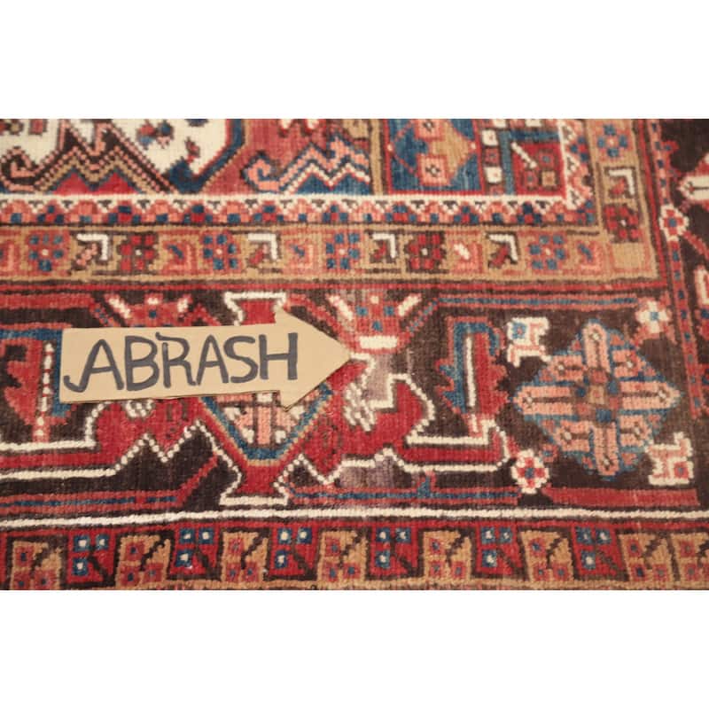 Hand Knotted Oriental 100% Wool Carpet Traditional Medallion Red Heriz Area Rug - 8' 11'' X 7' 7''