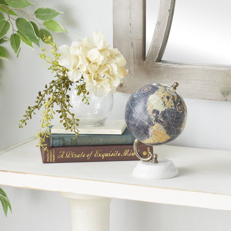 Marble Globe with Marble Base - Teal or Black - Roche River Decor