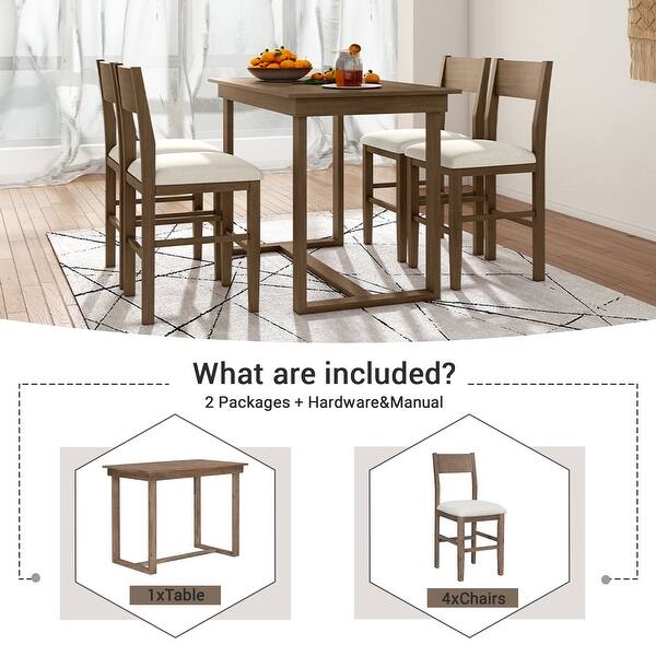 Farmhouse Counter Height 5-Piece Dining Table Set (Brown) - Bed Bath ...
