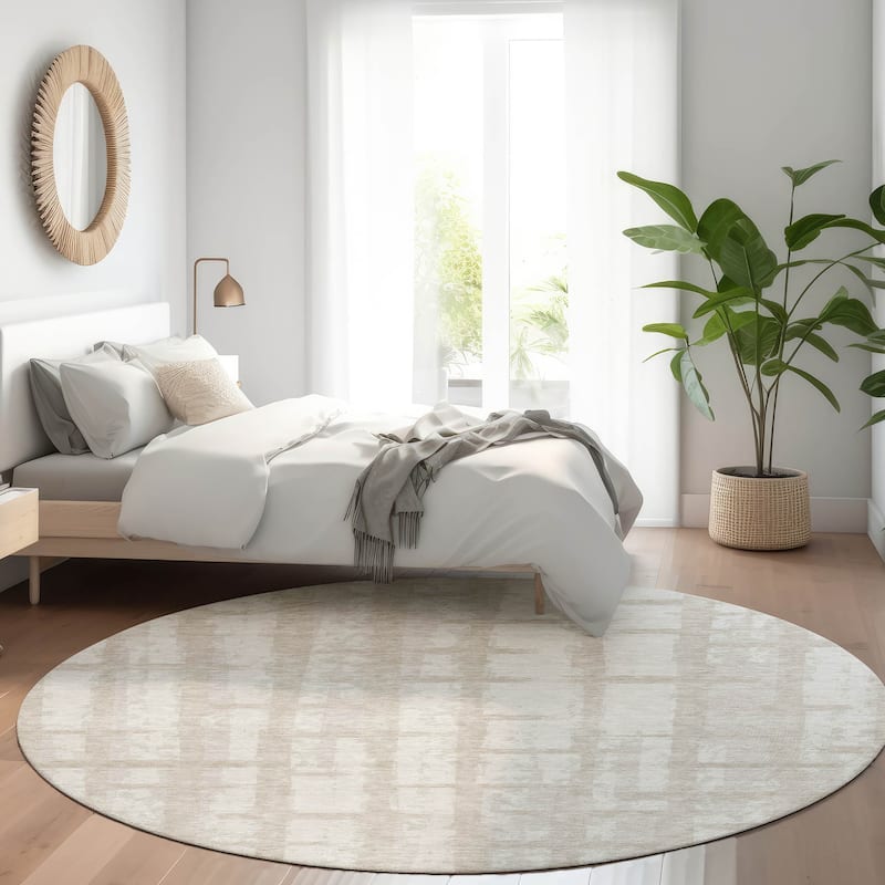 Premium Washable Super Soft Modern Contemporary Mayfield Rug - Taupe - 8' x 8'