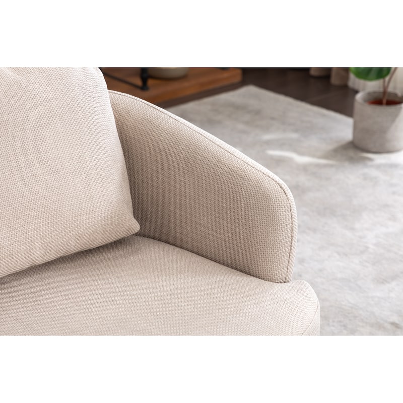 Fabric Swivel Accent Chair With Soild Wood Round Brown Base Leg