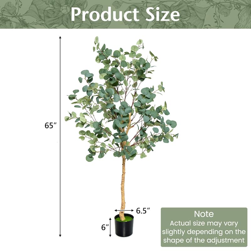 Costway 1/2 PCS 5.5FT Artificial Tree Fake Eucalyptus Tree for Living