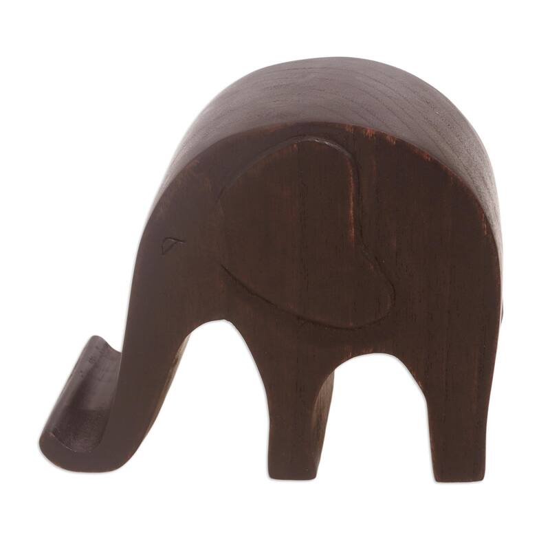 Novica Handmade An Elephant Never Forgets Wood Phone Holder