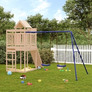 vidaXL Swing Set Outdoor Backyard Wooden Playground Equipment for Kids Age 3-8