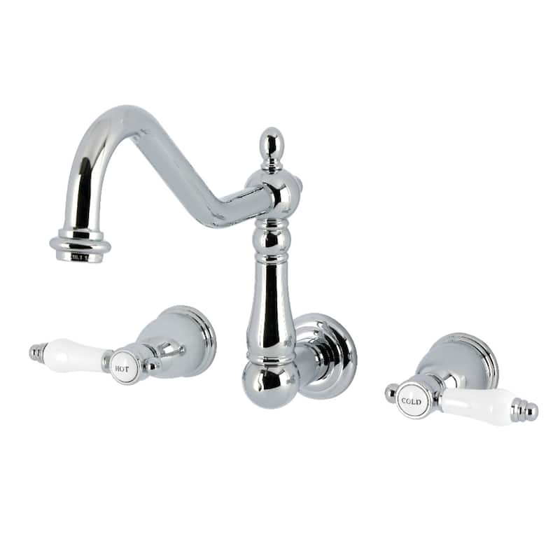 Kingston Brass Essex Double-Handle Wall-Mount Pre-Rinse Bridge Kitchen Faucet