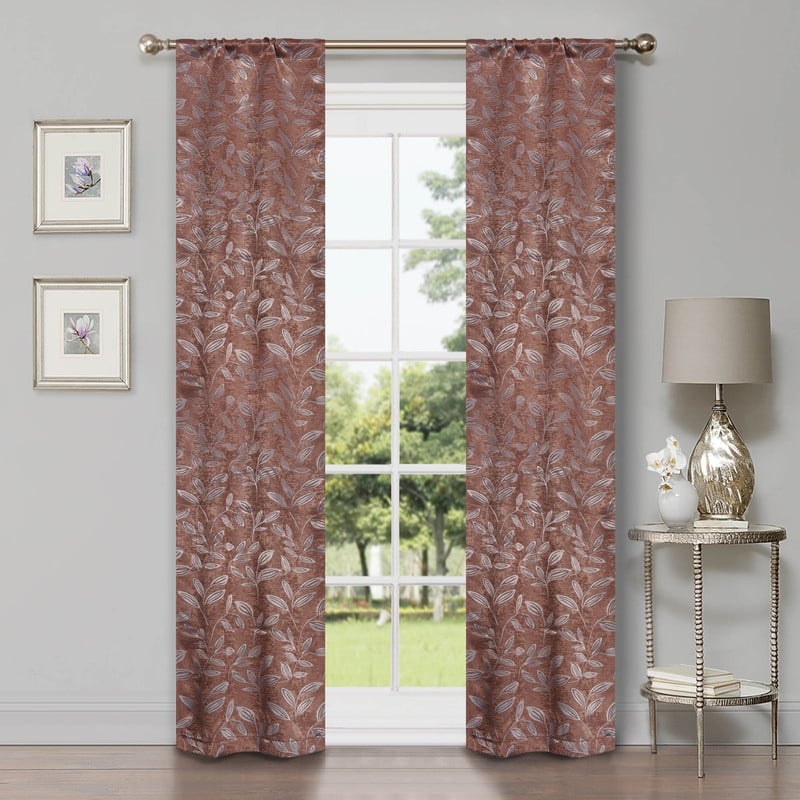 Superior Modern Bohemian Leaves Room Darkening Curtains with Grommets
