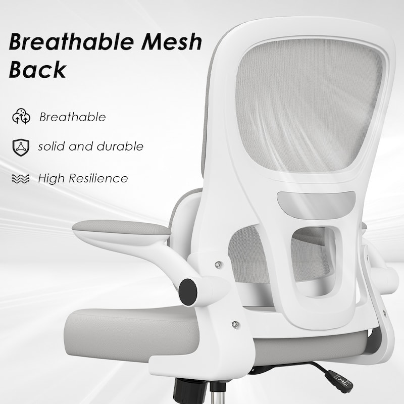 Office Chair, Mesh Ergonomic Office Chair with Lumbar Support, Comfy Computer Desk Chair with Flip Armrest Rolling Wheels