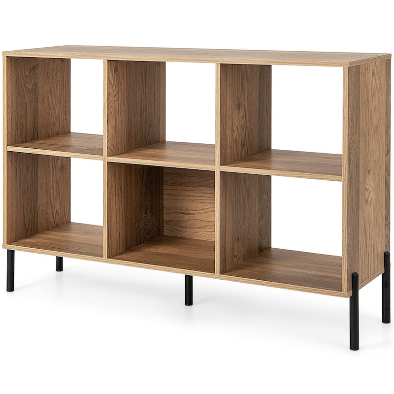 6 Cube Storage Shelf Organizer Bookcase Cubby Cabinet Black/White - Natural