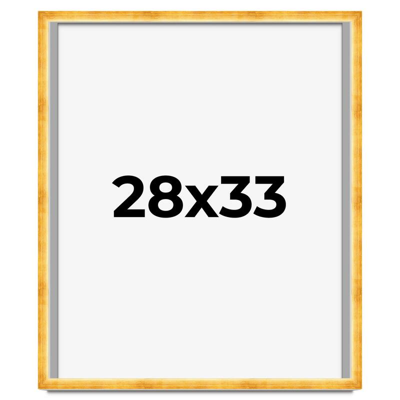 28x33 Shadow Box Frame Gold | 1.625 Inches Deep Real Wood Traditional