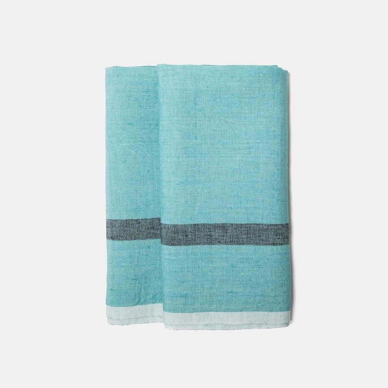 Caravan Laundered Linen Towels - Set of 2 - Pink/Lime - 20" x 30"