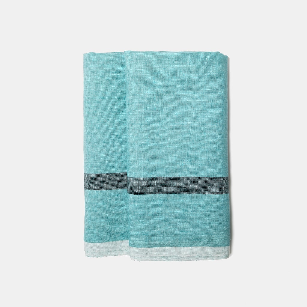 Caravan Laundered Linen Towels - Set of 2 - Pink/Lime - 20" x 30"