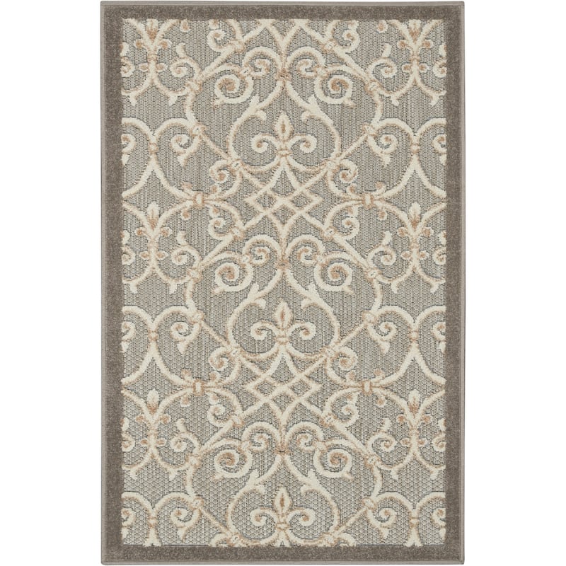 Nourison Aloha Transitional Scroll Indoor/Outdoor Damask Rug