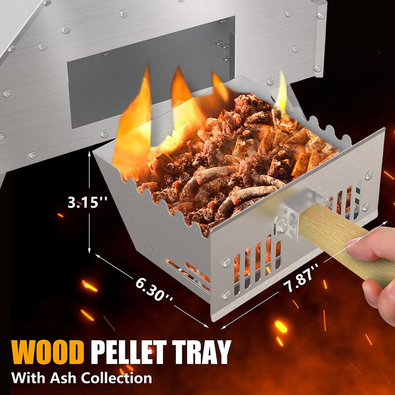 Outdoor Rotatable Portable Wood Fired Pellet Pizza Ovens w/Foldable Legs and Carryhandle - N/A