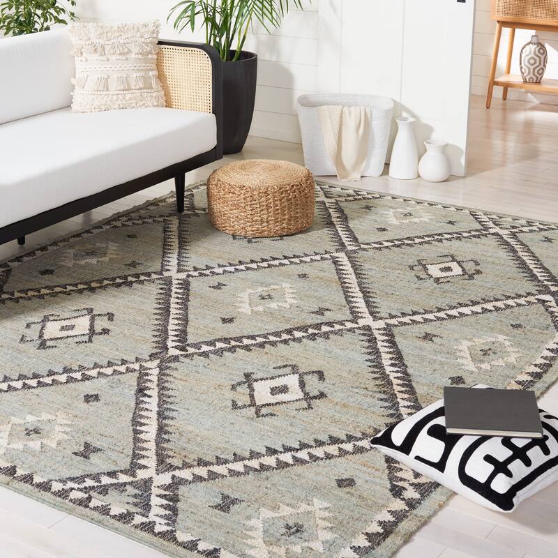 SAFAVIEH Flatweave Kilim Anneclaar Jute Rug - 8' x 10' - Blue/Black