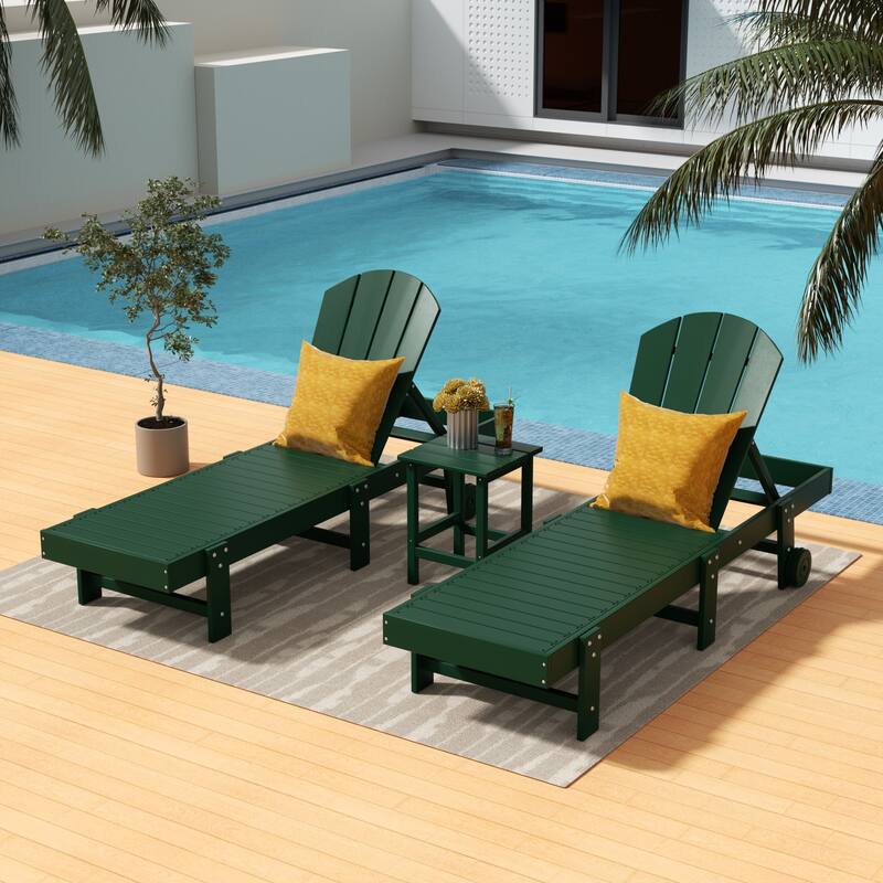 Polytrends Laguna Hdpe All Weather Outdoor Patio Pool Reclining Armless Chaise Lounges (3-Piece Set)