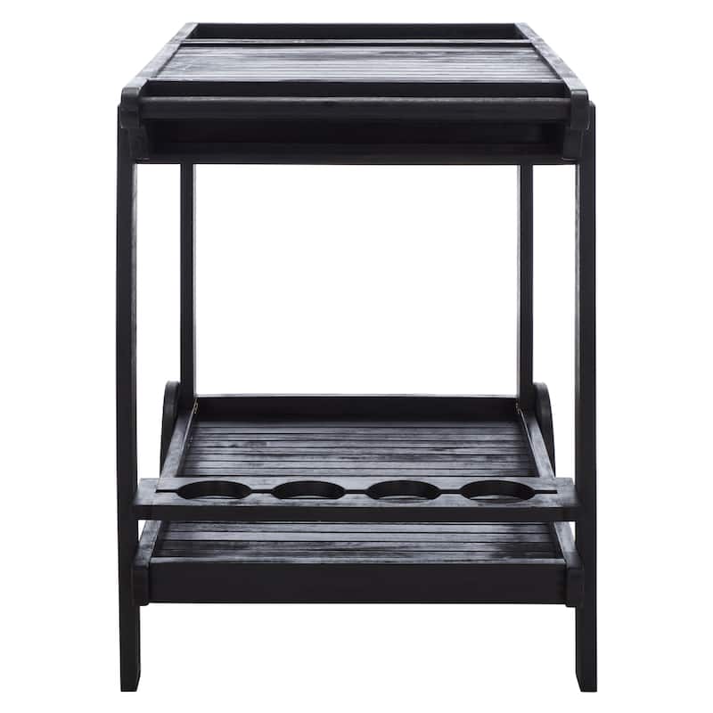 SAFAVIEH Outdoor Nallely Acacia Wood Tea Trolly - 24Wx39Dx30H