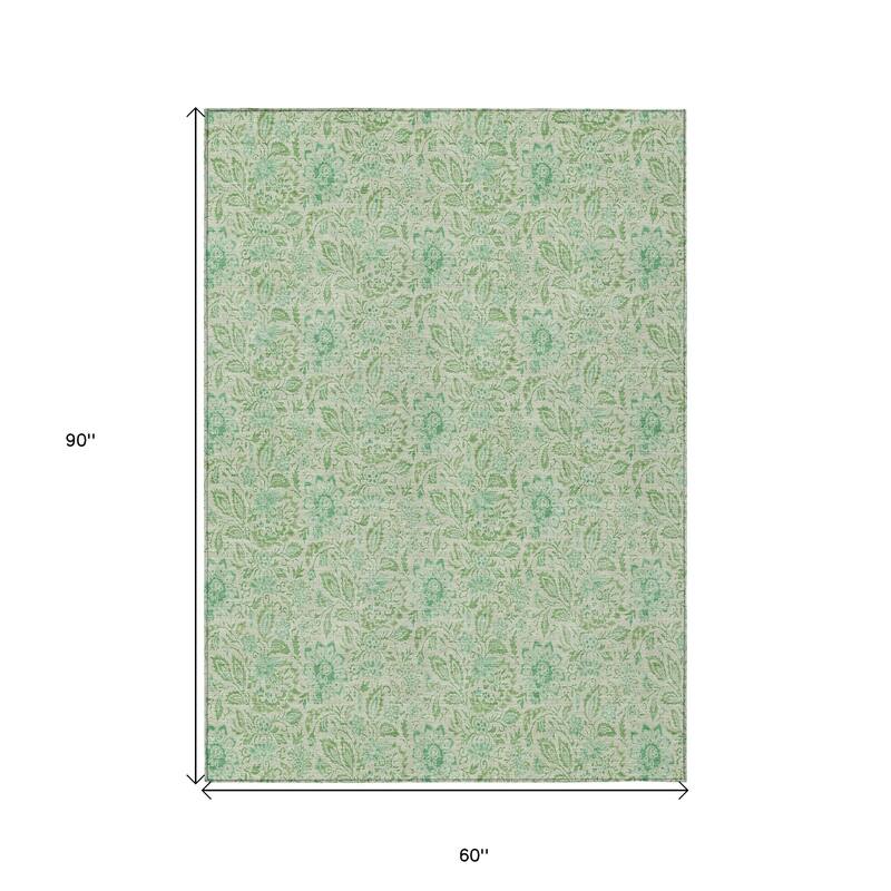 HomeRoots Floral Transitional Rectangle Outdoor Rug