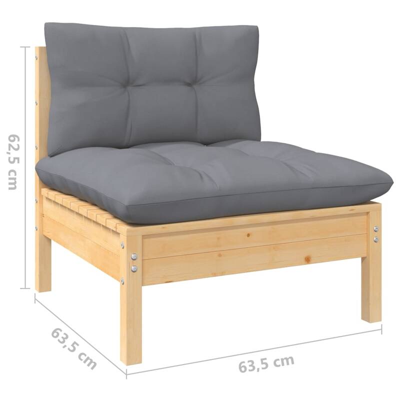 vidaXL Solid Pinewood Patio Lounge Set 7 Piece with Cushions Multi Colors - 25" x 25" x 24.6"