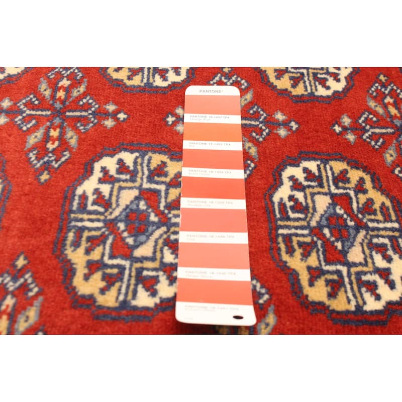 ECARPETGALLERY Hand-knotted Finest Peshawar Bokhara Red Wool Rug - 2'8 x 4'1