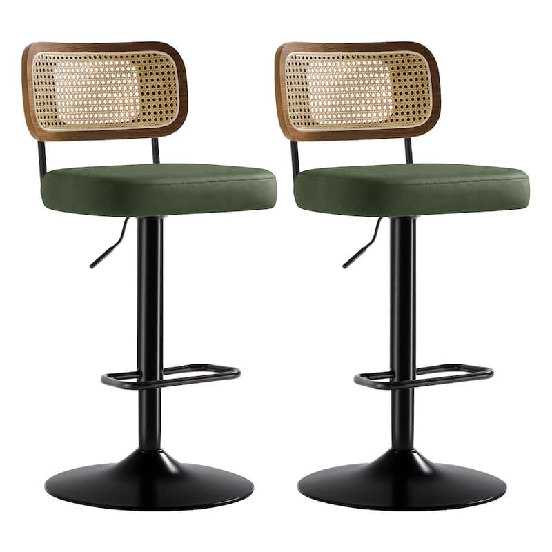 Adjustable Height Swivel Bar Stools with Back and Footrest - 17.7"W x 15.75"D x 35"-42.9"H