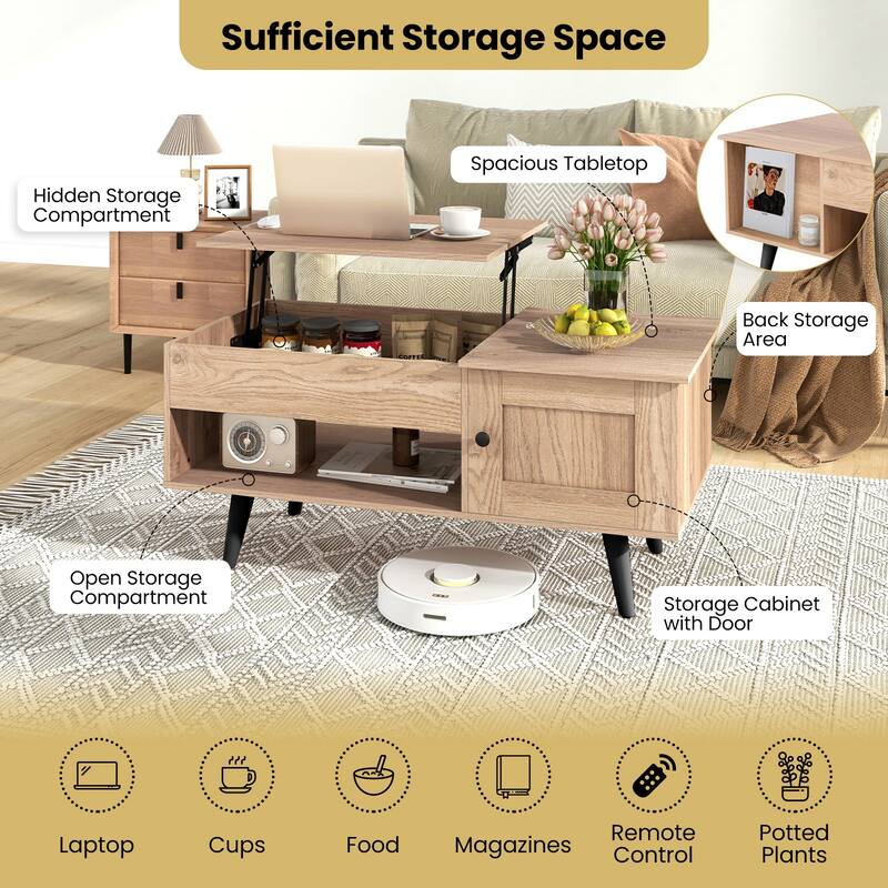 Costway Lift Top Coffee Table with Storage Hidden Compartment Cabinet - See Details