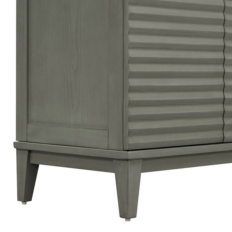 Sideboard with 4 Door Large Storage Buffet with Adjustable Shelves and Metal Handles for Kitchen, Living Room, Dining Room