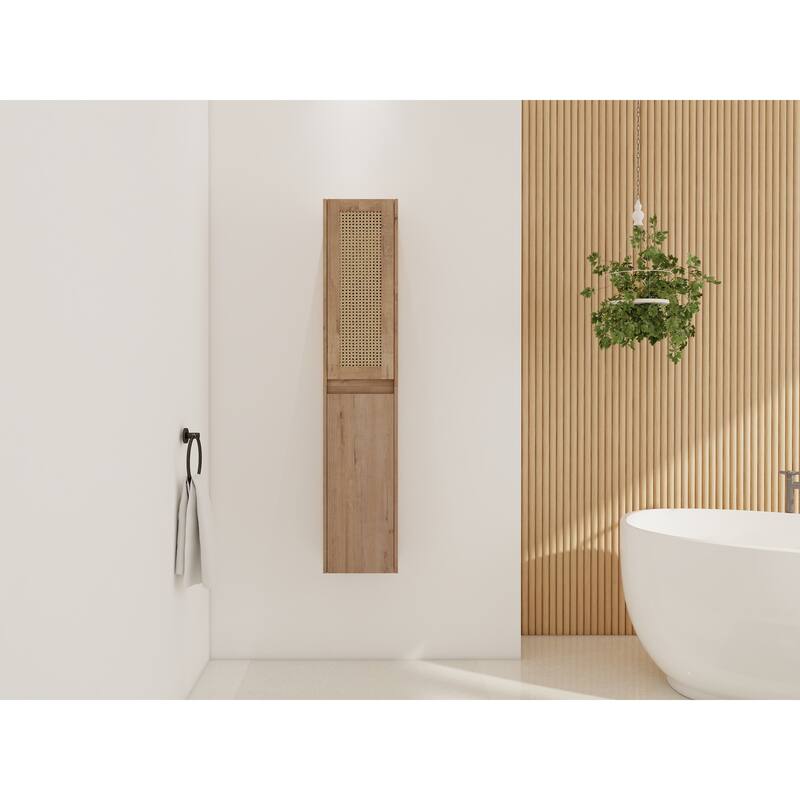 12" Bathroom Side Cabinet,Soft Close Doors,Float Mounting Design