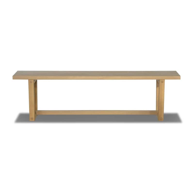 Cascais Solid Wood Bench with Industrial Base - Blonde Oak