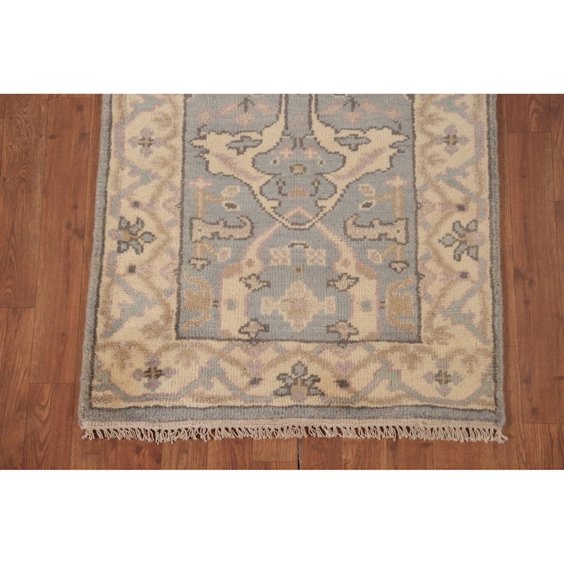 Transitional Oushak Runner Rug Hand-Knotted Wool Carpet - 2'7"x 7'10"