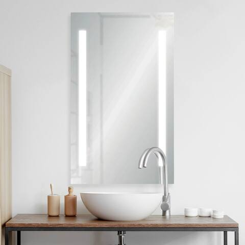 Renwil Oria LED Rectangular Modern Wall Mirror - Black - Medium