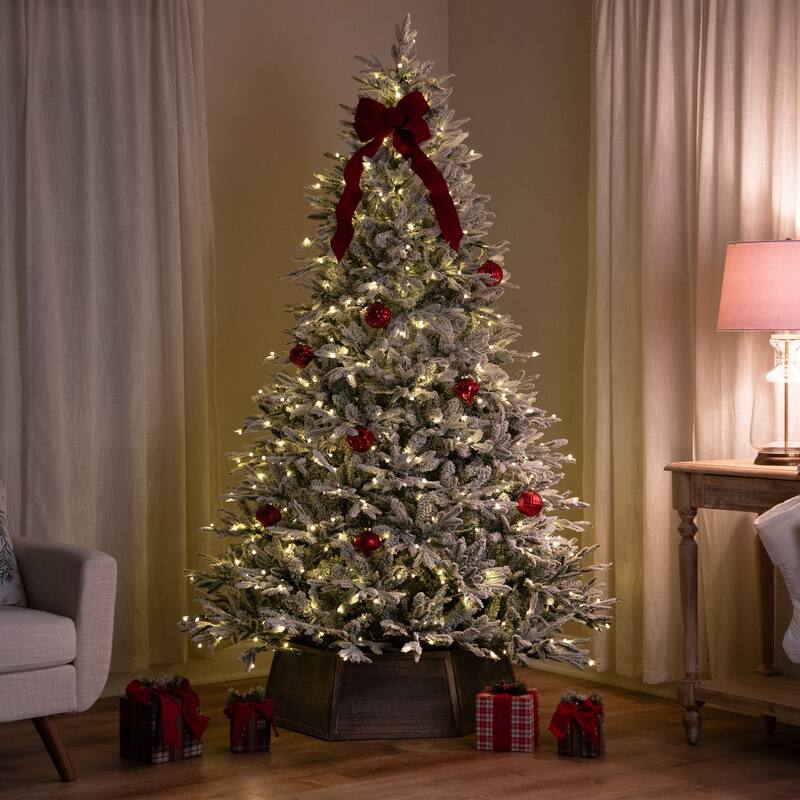 Real Touch™ Elite Pre-Lit Flocked Yukon Pine IPT Artificial Christmas Tree - 7' Dual Color LED - 7 Foot