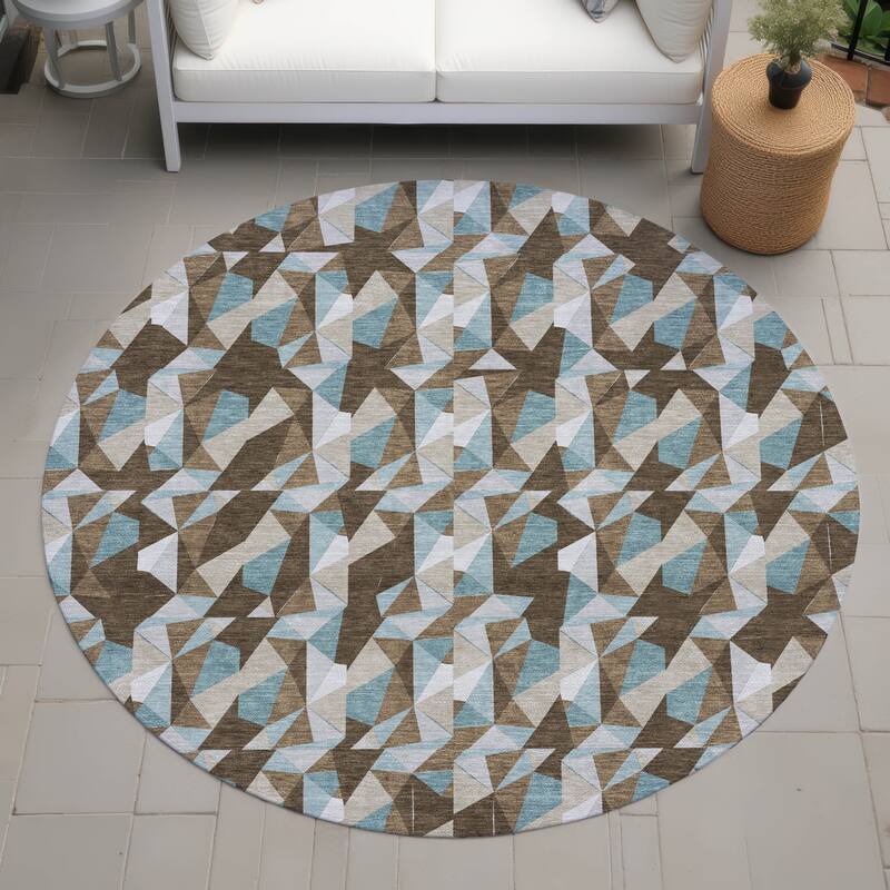 Machine Washable Indoor/ Outdoor Chic Hooper Chantille Rug - Chocolate - 8' x 8'