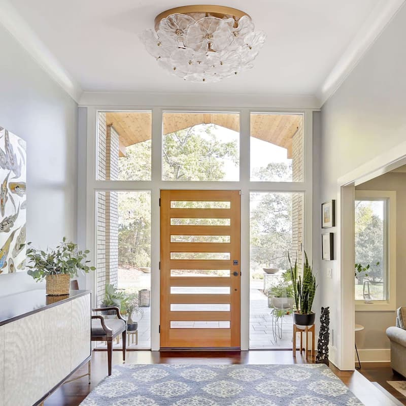 Emilia 4-Light Brushed Brass Flower Crystal Glass Flush Mount - 18.5 inches in diameter x 9 inches H