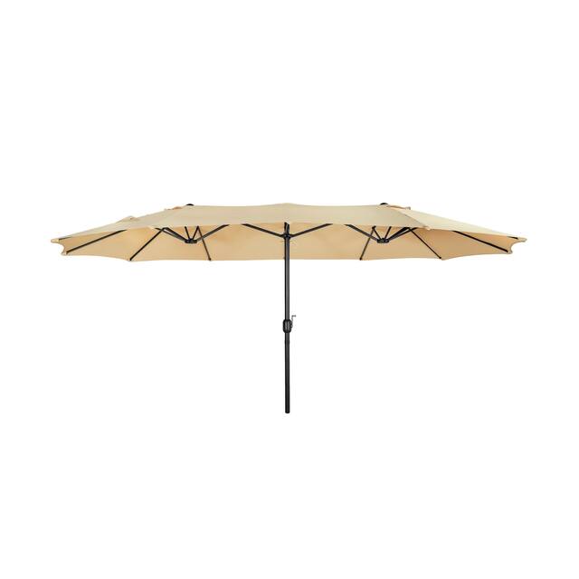 Johnn 15' Double-Sided Outdoor Offset Patio Twin Umbrella - Beige