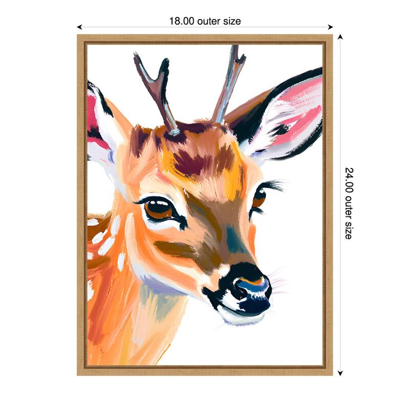 Reh Deer by Ohkimiko Framed Canvas Wall Art - 18 x 24 in