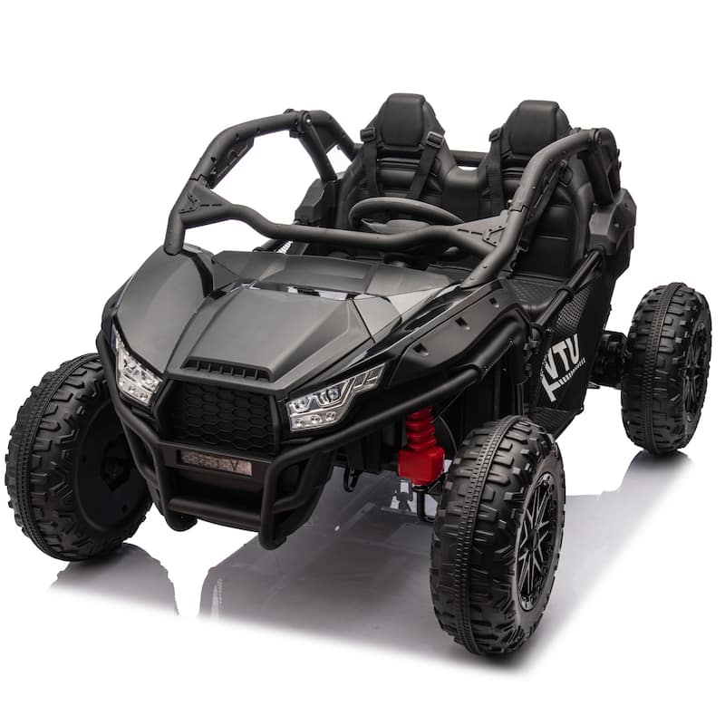 24V 2-Seater Kids Electric UTV Ride-On for Ages 3+, Remote Control with 400W Motor & Bluetooth - Black