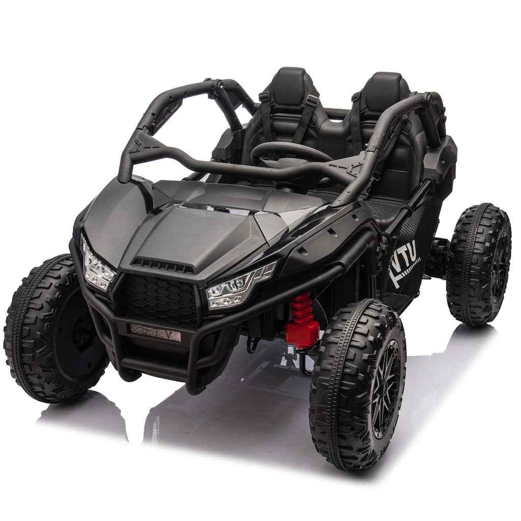 24V 2-Seater Kids Electric UTV Ride-On for Ages 3+, Remote Control with 400W Motor & Bluetooth - Black