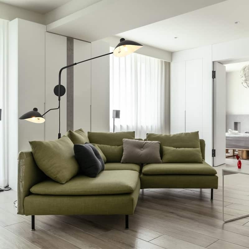 Modern Swing Arm Wall Sconce 2-Light, Plug in Black Wall Sconce - 47*25*21.6IN