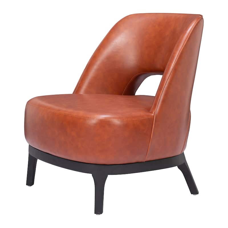 HomeRoots 26" Brown And Black Faux Leather Lounge Chair - 25.6' X '30.5' X '28.7