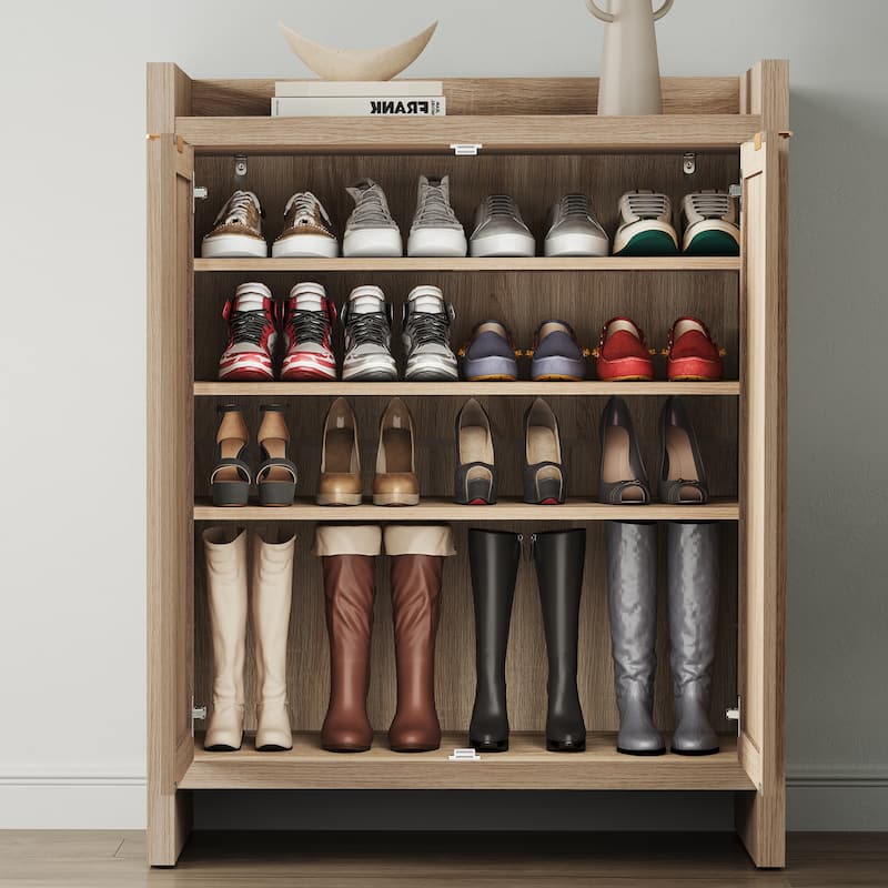 2 Doors Modern Natural Rattan Shoe Cabinet