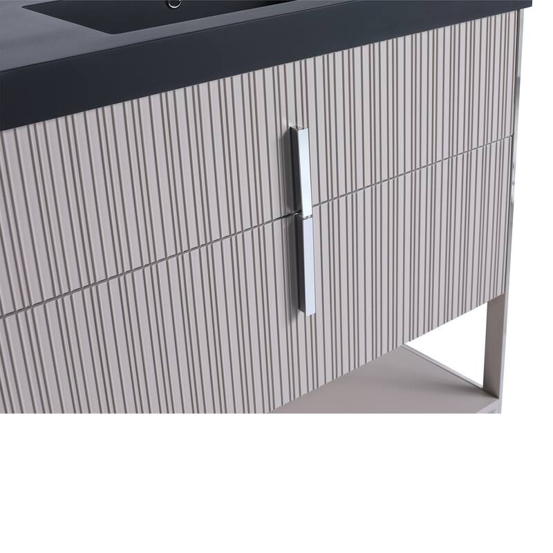 Fine Fixtures Serenity Modern Bathroom Vanity with Black Gel Acrylic Top