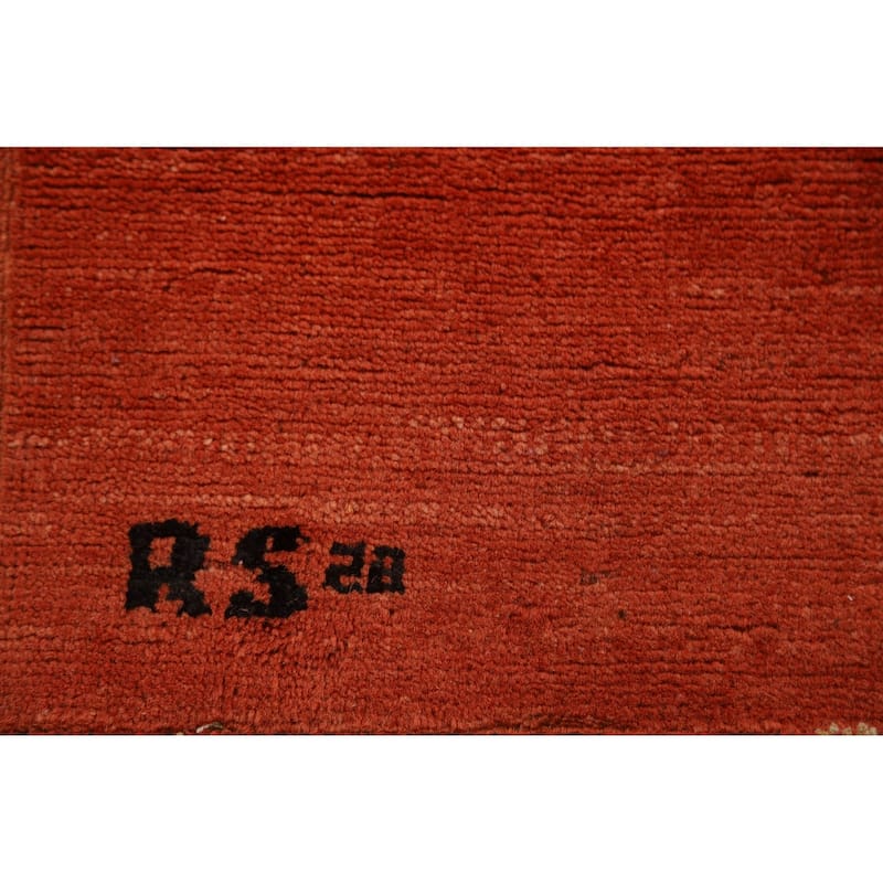 Modern Gabbeh Oriental Area Rug Hand-Knotted Contemporary Wool Carpet - 5'0" x 6'6"