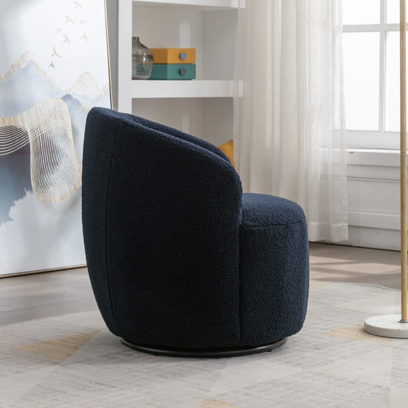 Teddy Fabric Swivel Accent Barrel Chair With Powder Coating Metal Ring