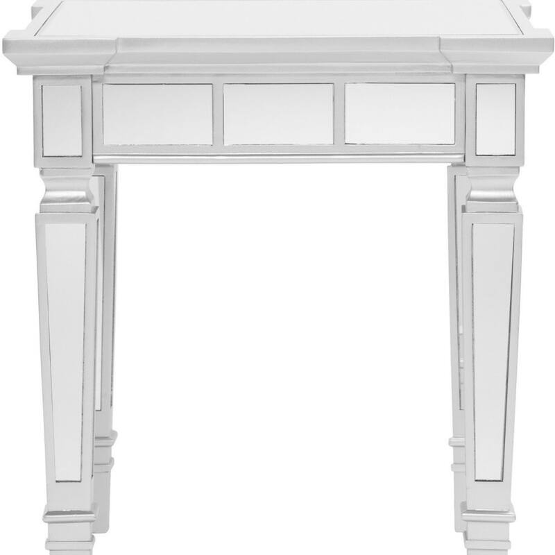 24 Inch Silver Glass Square End Table for Living Room and Bedroom - 22” x 22” x 24”