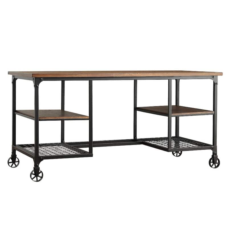 Nelson Industrial Modern Rustic Storage Desk by iNSPIRE Q Classic - Brown