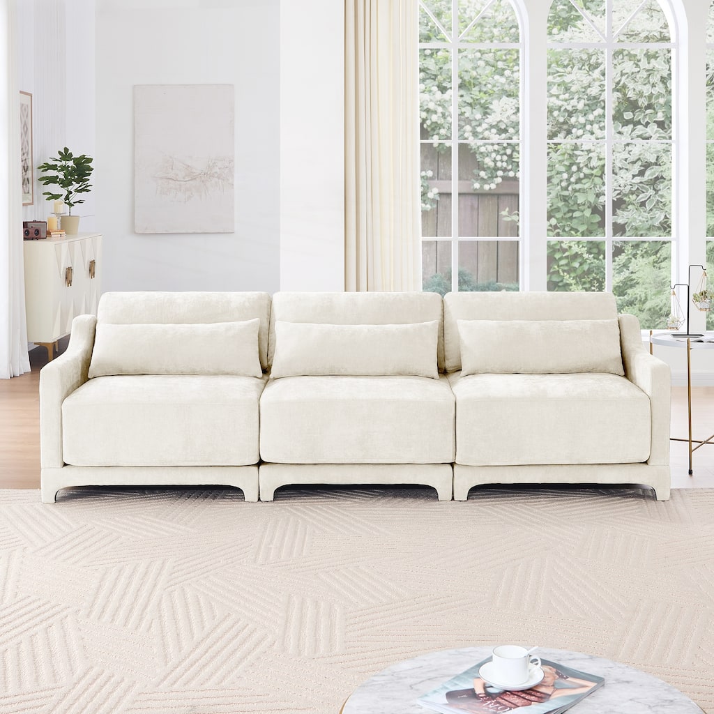 Three seater sofa with lumbar pillow