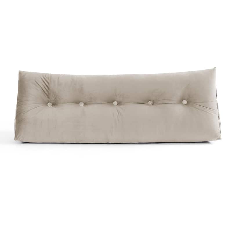 Triangle Headboard Wedge Pillow with Side Pockets - Beige - Full