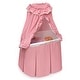 preview thumbnail 8 of 6, Badger Basket Kisses Rectangle Rocking Doll Bassinet - Pink/White