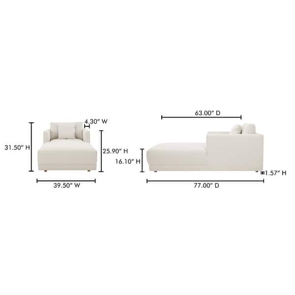 NADAAL STUDIOS Nyver Chaise, GRS-Certified Recycled Fabric with FSC Pine Frame and Foam Cushion, Oyster Beige