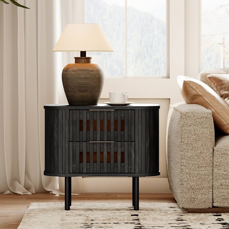 WAMPAT Fluted 2-Drawer Nightstand